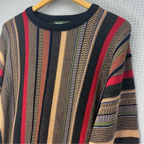 Vtg Norm Thompson Men Sweater L Coogi Style 3D Knit Chunky Textured Multi Color - Picture 2 of 9